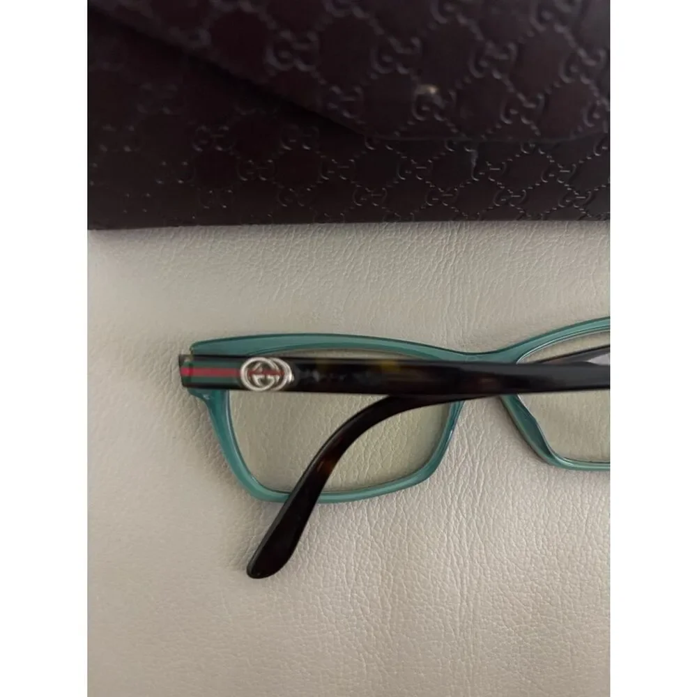 Gucci Women's Eyeglasses GG 3562 LA2 Dark Havana Green Semi Butterfly